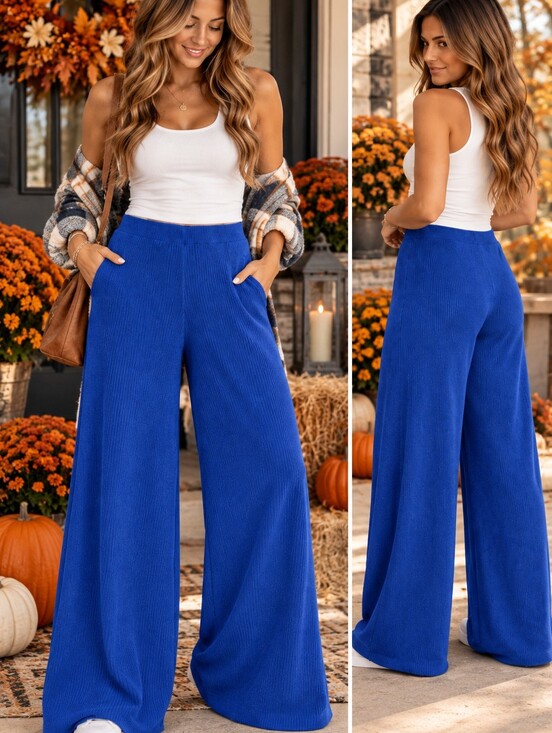 Zenana Outfitters Pants - Zenana Navy Ribbed Pants (Pant Only)